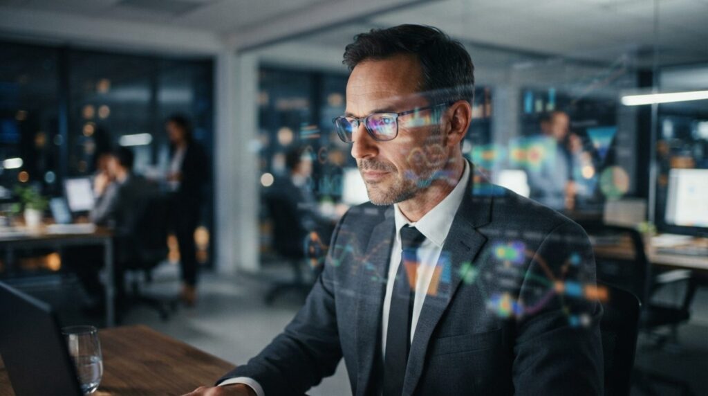 Abstract visualization of digital marketing analytics dashbo
