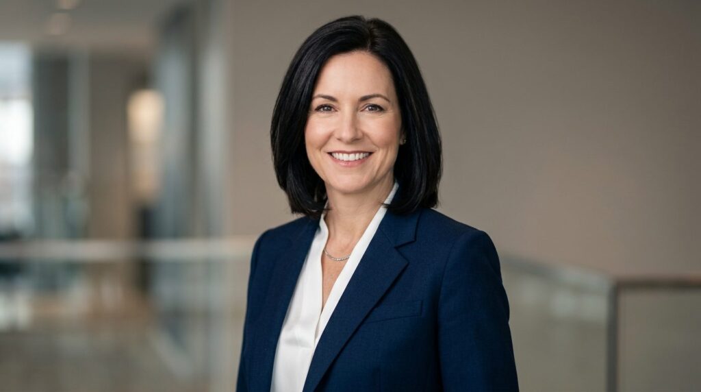 Close-up of a professional business portrait of a confident 