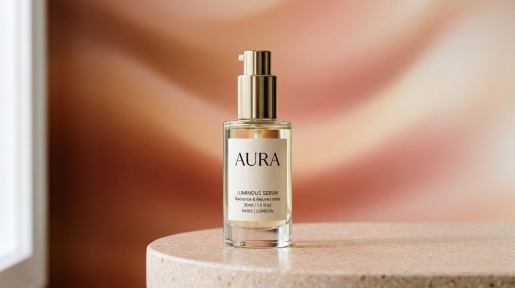 Abstract luxury skincare branding photograph featuring subtl