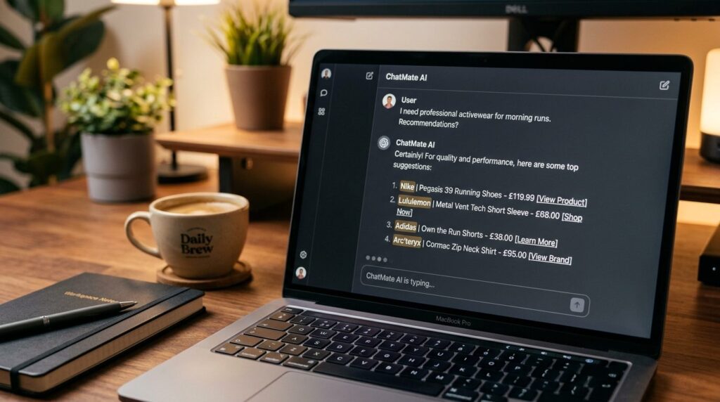 Close-up shot of a digital interface showing an AI chatbot c