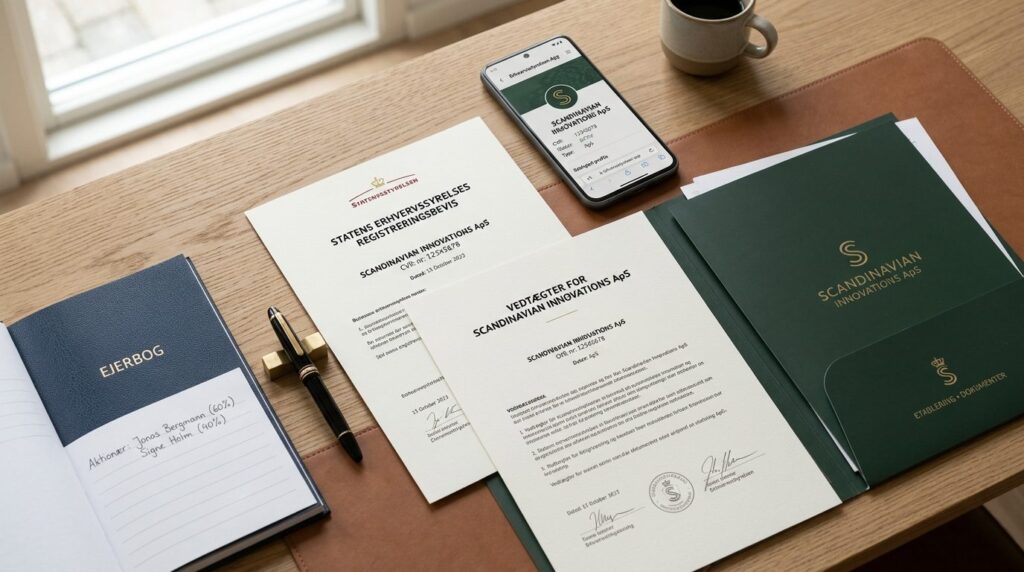 Flatlay composition showing business foundation essentials: